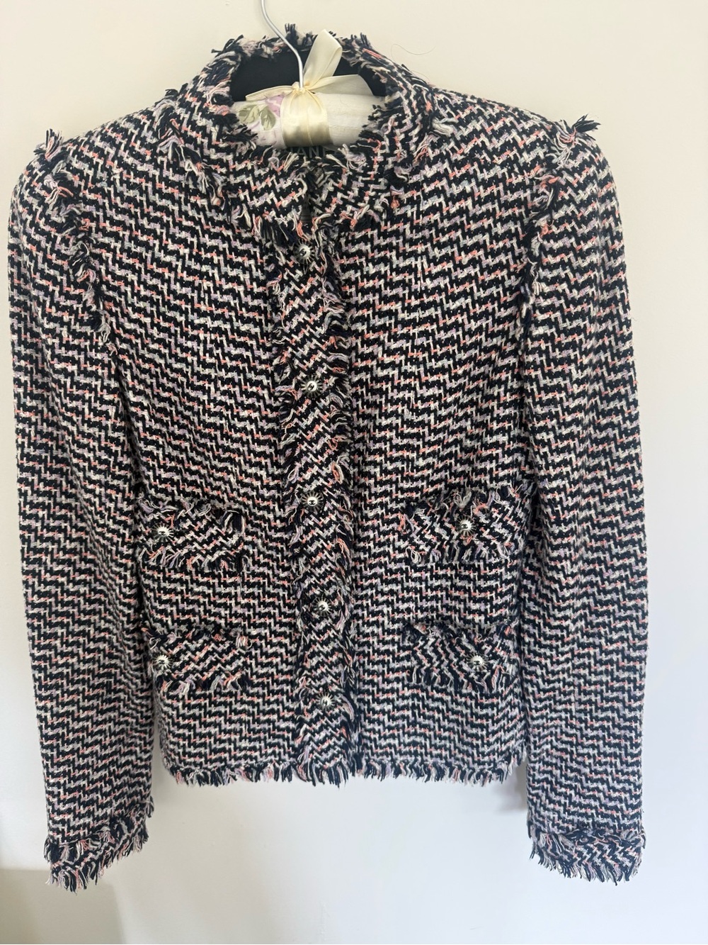 CHANEL Spring 2004 Tweed Frayed-Edge Jacket